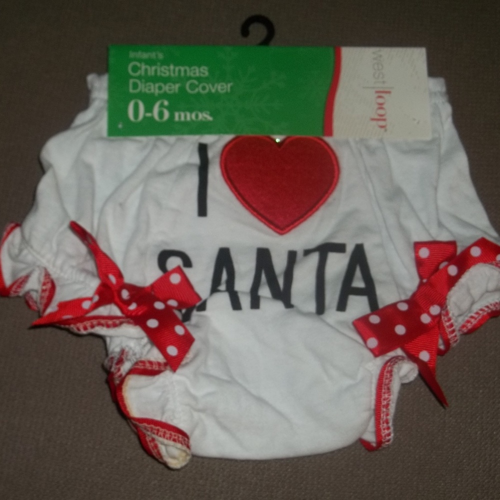 Infant's" I Luv Santa" Diaper Cover 0-6 Mos